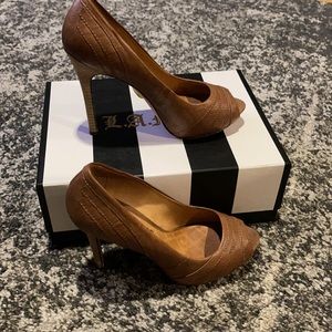 L.A.M.B. Tansy Peep Toe Stiletto Heels